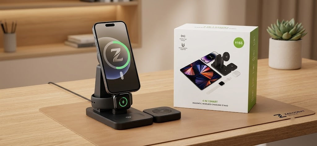 Y15S 4-in-1 Smart Magnetic Wireless Charging Stand (30W High-Speed Output)